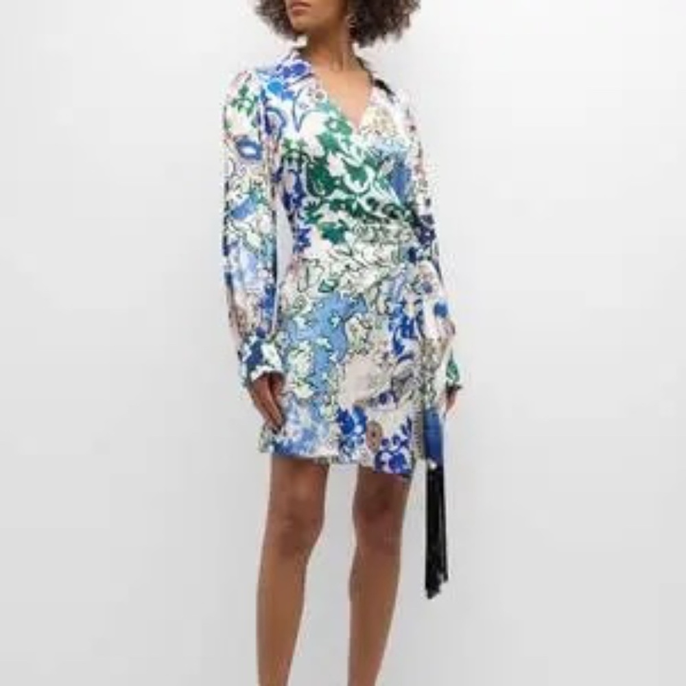Marella Bina Paisley-Print Mini Wrap Dress